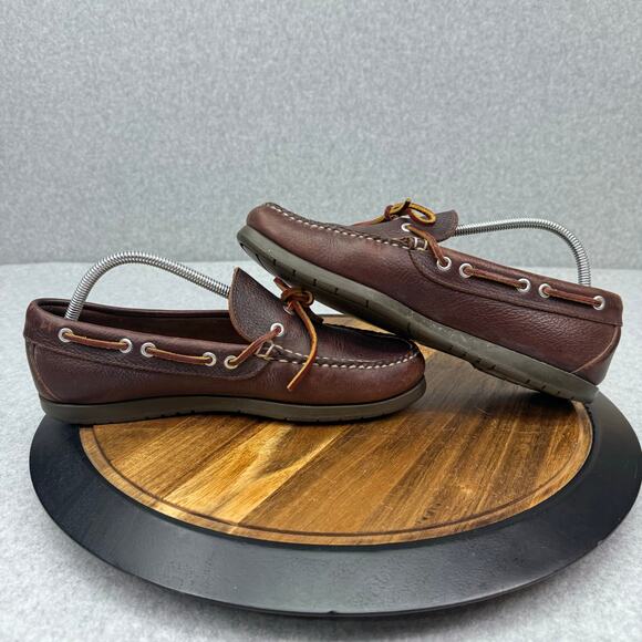 L.L. Bean Camp Mocs Boat Shoes Men's 9.5 EE WIDE Brown Leather Moccasins - Picture 6 of 8